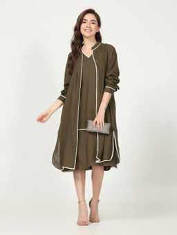 Saltpetre - Brown Women Mandarin Neck Front Buttons Overlay