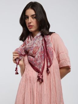Label Ritu Kumar - Women Alba 2 Pink Square Scarf