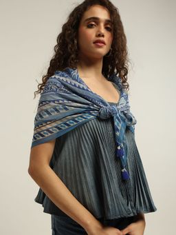 Label Ritu Kumar - Women Maritza Blue Square Scarf