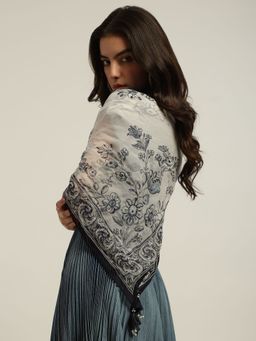 Label Ritu Kumar - Women Lisbne White Square Scarf