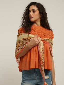Label Ritu Kumar - Women Norah 1 Orange Square Scarf
