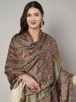 MUFFLY - Women Beige Fine Soft Bamboo Kalamkari Print Design Stole