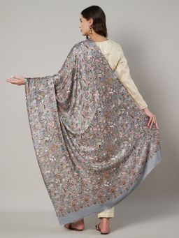 MUFFLY - Women Grey Fine Soft Bamboo Kalamkari Print Design Stole