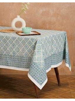 Fabindia - Blue Tuhina Cotton Printed Table Cover (4 Seater)