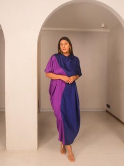 WHY SO BLUE - Selene Cowl Multi-Color Dress