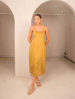 WHY SO BLUE - Sia Silk Gold Dress