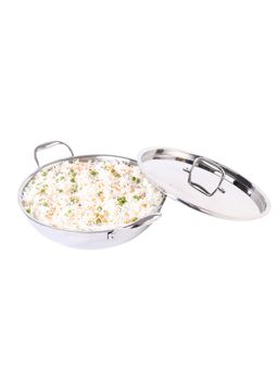 Wonderchef - Nigella Tri-Ply Stainless Steel Kadhai with Lid, 30cm, 4.6L