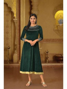 Aurelia - Green Zari Embroidered Midi Dress