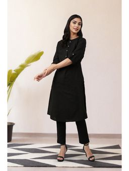 W - Black Solid Kurta