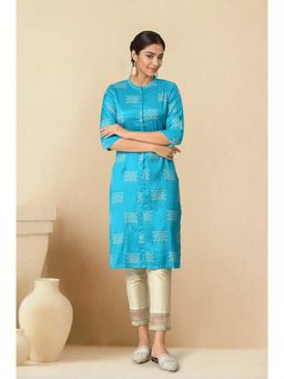 W - Blue Floral Kurta