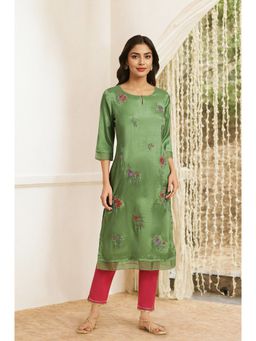 W - Green Embroidered Kurta