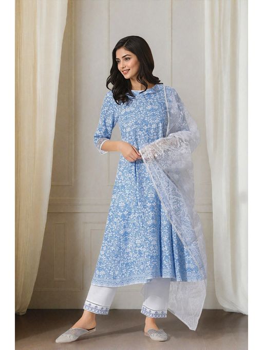 Collection W Kurti Sale Online Buy W Light Blue Floral Printed