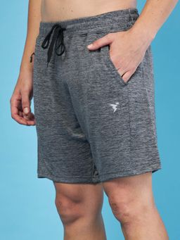 Technosport - Grey Men Melange Slim Fit Sports Shorts with Techno Dry