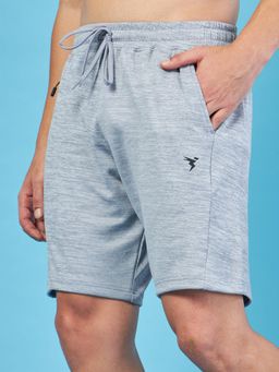 Technosport - Grey Men Melange Slim Fit Sports Shorts with Techno Dry