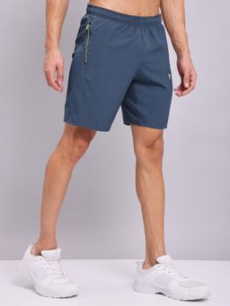 Technosport - Blue Men Solid Slim Fit Sports Shorts with Techno Lite