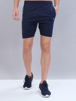 Technosport - Navy Blue Men Solid Slim Fit Sports Shorts with Techno Dry