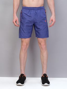 Technosport - Blue Men Melange Slim Fit Sports Shorts with Techno Lite