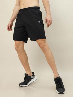 Technosport - Black Men Solid Relax Fit Sports Shorts with Techno Lite