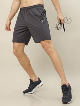 Technosport - Grey Men Solid Relax Fit Sports Shorts with Techno Lite