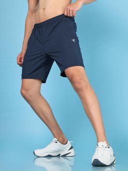Technosport - Navy Blue Men Solid Relax Fit Sports Shorts with Techno Lite