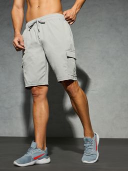 Technosport - Grey Men Solid Slim Fit Sports Shorts with Ts Flexi
