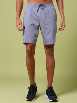 Technosport - Grey Men Solid Slim Fit Sports Shorts with Ts Flexi