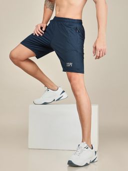 Technosport - Blue Men Solid Slim Fit Sports Shorts with Matip