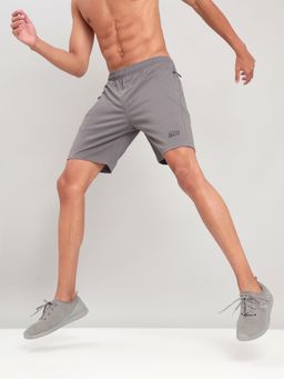 Technosport - Grey Men Solid Slim Fit Sports Shorts with Matip