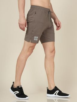 Technosport - Brown Men Solid Relax Fit Sports Shorts with Elastic Lite