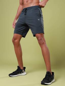 Technosport - Blue Men Solid Relax Fit Sports Shorts with Elastic Lite
