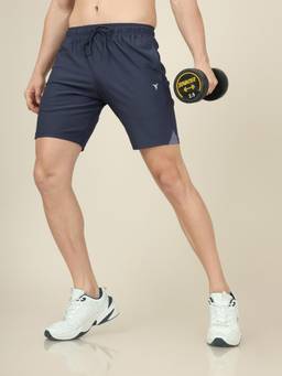 Technosport - Blue Men Solid Slim Fit Sports Shorts with Elastic Lite