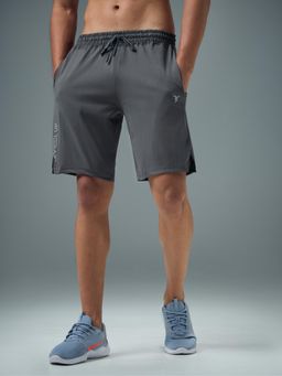 Technosport - Grey Men Solid Slim Fit Sports Shorts with Elastic Lite