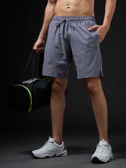 Technosport - Grey Men Solid Slim Fit Sports Shorts with Elastic Lite