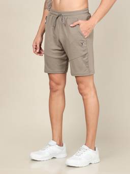 Technosport - Brown Men Solid Slim Fit Sports Shorts with Techno Dry