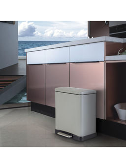 Freelance - Lase Steel Wastebin, Waste Storage Box, Dustbin, Trash Can, Light Grey, 12 Ltr