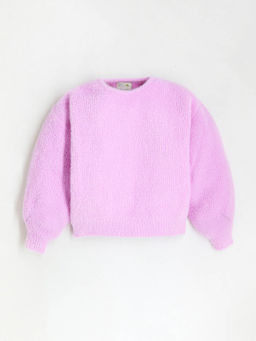 CHERRY CRUMBLE BY NITT HYMAN - Cute Baby Pink Puffy Sleeve Warm Sweater for Girls