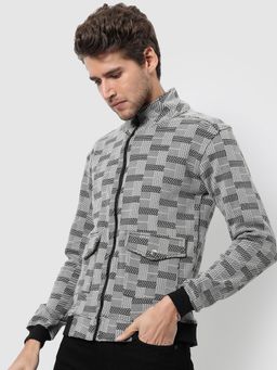 Campus Sutra - Checked Stylish Casual Zip-front Jacket