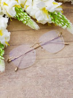 TED SMITH - Women Rimless Square Gold Eyeglass Frame