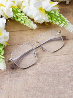 TED SMITH - Unisex Full Rim Pilot Silver Eyeglass Frame