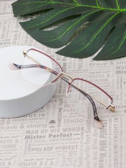 TED SMITH - Women Half Rim Cat Eye Gold Eyeglass Frame