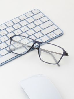 TED SMITH - Unisex Full Rim Rectangle Blue Eyeglass Frame