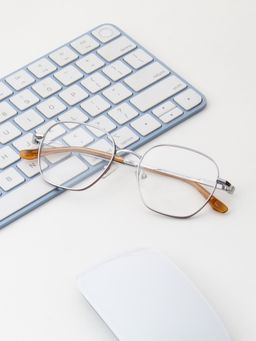 TED SMITH - Unisex Full Rim Square Silver Eyeglass Frame