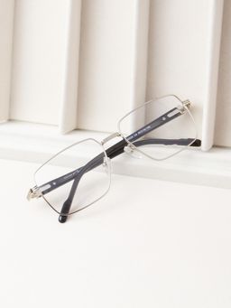 TED SMITH - Unisex Full Rim Rectangle Silver Eyeglass Frame
