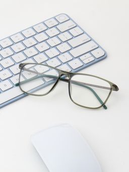 TED SMITH - Unisex Full Rim Square Green Eyeglass Frame