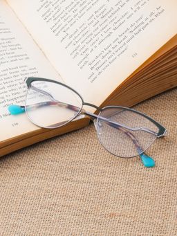 TED SMITH - Women Full Rim Cat Eye Silver Eyeglass Frame