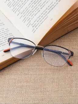 TED SMITH - Women Half Rim Cat Eye Black Eyeglass Frame