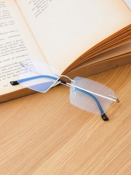 TED SMITH - Unisex Rimless Rectangle Silver Eyeglass Frame