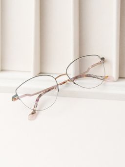 TED SMITH - Women Rimless Cat Eye Gold Eyeglass Frame