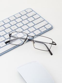 TED SMITH - Unisex Full Rim Rectangle Black Eyeglass Frame