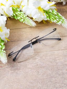 TED SMITH - Unisex Rimless Rectangle Black Eyeglass Frame